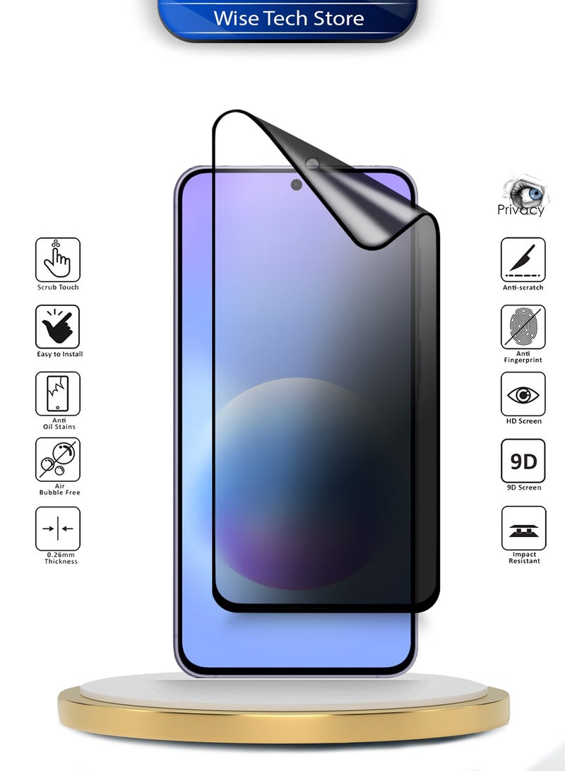 Wtech Samsung Galaxy A57 5G 2026 Premium Nano Ceramic Privacy Full Glue Full Cover Matte Flexible Screen Protector (MSCNMP) - Clear/Black - Image 2