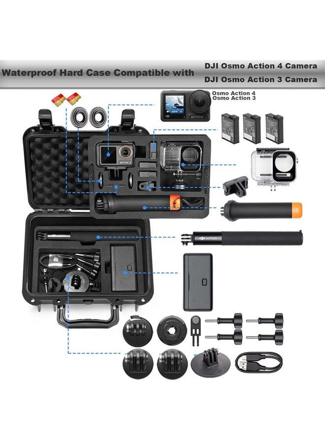 Lekufee - Waterproof Hard Case Compatible with DJI Osmo Action 4/Osmo Action 3/Skiing Combo/Diving Combo/Travelling Combo/4K Action Camera and Accessories (Case Only) - Image 1