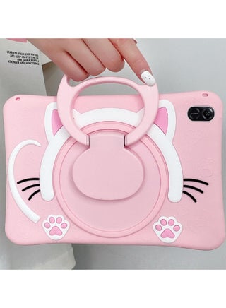 Case Compatible with Honor Pad X9 /X8 PRO Tablet 11.5 Inch 2023 Cover, Cute Cat Kids Case with 360° Rotating Handle Kickstand Shockproof Rugged Heavy Duty Kids Friendly Tablet Cover, Pink - view 5
