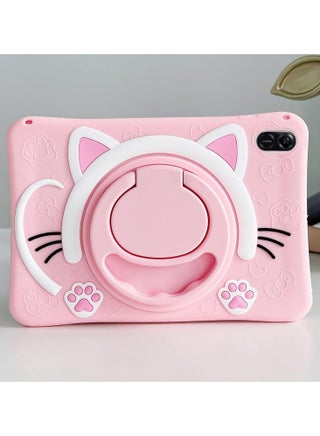 Case Compatible with Honor Pad X9 /X8 PRO Tablet 11.5 Inch 2023 Cover, Cute Cat Kids Case with 360° Rotating Handle Kickstand Shockproof Rugged Heavy Duty Kids Friendly Tablet Cover, Pink - view 2