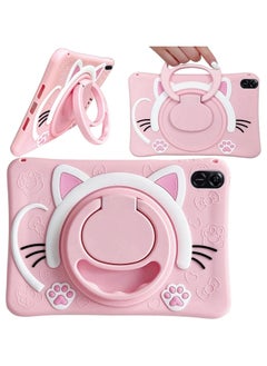 VKL Case Compatible with Honor Pad X9 /X8 PRO Tablet 11.5 Inch 2023 Cover, Cute Cat Kids Case with 360° Rotating Handle Kickstand Shockproof Rugged Heavy Duty Kids Friendly Tablet Cover, Pink  - Image 1