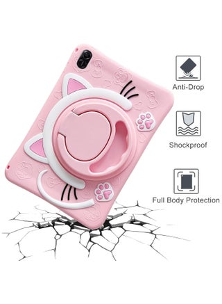 Case Compatible with Honor Pad X9 /X8 PRO Tablet 11.5 Inch 2023 Cover, Cute Cat Kids Case with 360° Rotating Handle Kickstand Shockproof Rugged Heavy Duty Kids Friendly Tablet Cover, Pink - view 4
