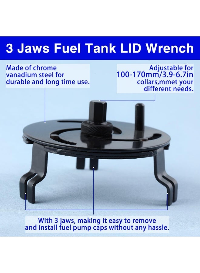 غنافوتو مفتاح ربط غطاء خزان الوقود ذو 3 فكوك 100-170 مم / 3.9-6.7 بوصة من فولاذ الكروم الفاناديوم القابل للتعديل - Image 2
