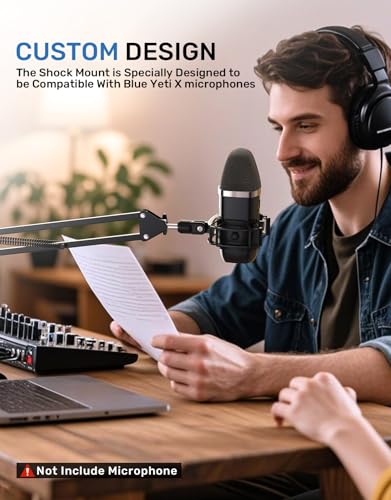 Borenbuir Custom Built for Blue yeti x Shock Mount 2026 Upgrade AntiVibration Suspension Elastic Shock Mount Holder Clip Mics Stand Compatible with Blue yeti x Microphone - Image 3