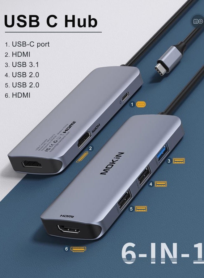 Mokin USB C to Dual HDMI Adapter USB C Docking Station Dual HDMI Monitors for WindowsUSB C Adapter with Dual HDMI3 USB PortPD Port Compatible for Dell XPS 13/15 Lenovo Yogaetc - Image 2