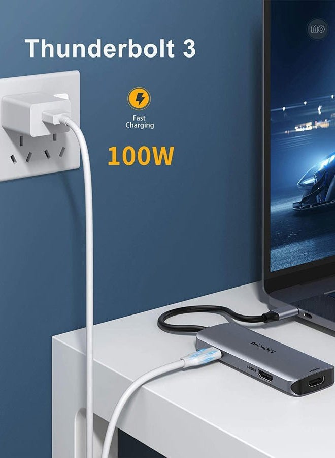 Mokin USB C to Dual HDMI Adapter USB C Docking Station Dual HDMI Monitors for WindowsUSB C Adapter with Dual HDMI3 USB PortPD Port Compatible for Dell XPS 13/15 Lenovo Yogaetc - Image 5