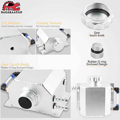 BAGARAATAN Universal 1L Coolant Radiator Tank - Overflow & Expansion Tank, Recovery Water Reservoir (Silver) - Image 3