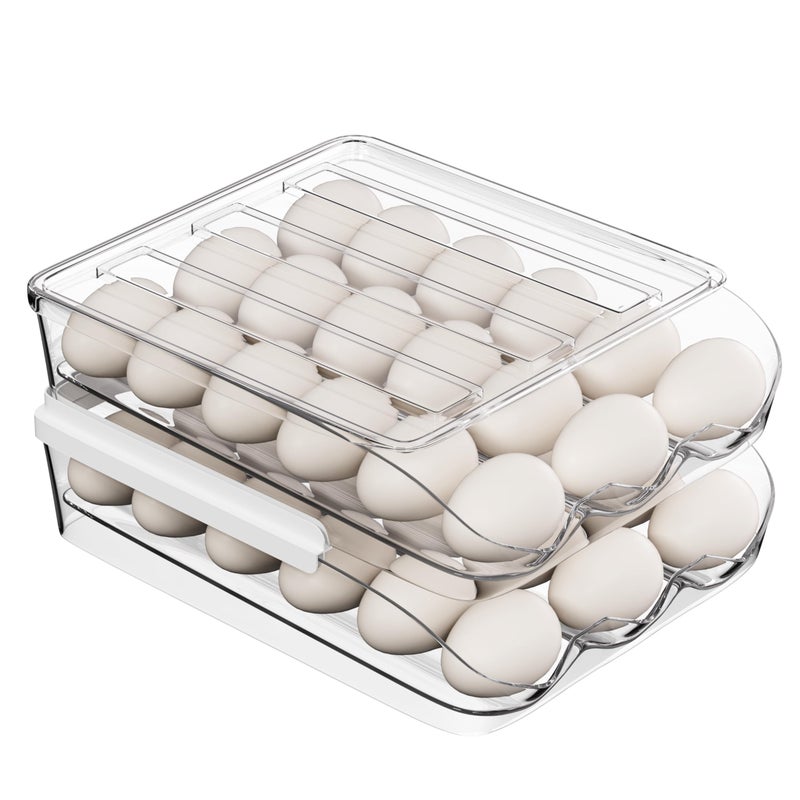 Proarea Egg Holder for Fridge 36 Capacity Automatic Rolling Egg Organizer for Refrigerator, Clear Stackable Container for Kitchen or Pantry Storage 2 Pack - Image 1