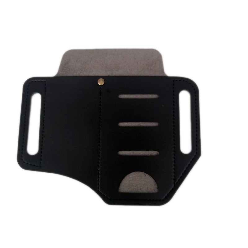 Cross-border retro cowhide EDC tactical tool storage leather case waist hanging outdoor survival tool kit flashlight knife set Black 03