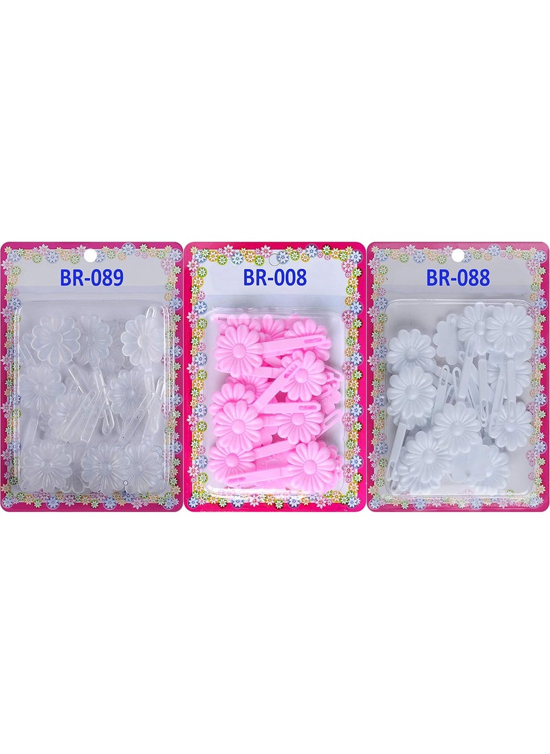 TARA Tara Girls Self Hinge Plastic Bow Hair Barrettes Selection Pack Of 3 COMBO20 