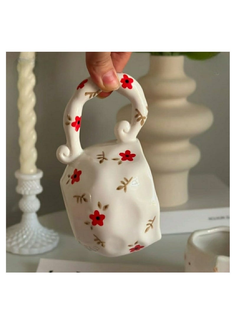 Qahwa Red flower decorated ceramic mug  - Image 2