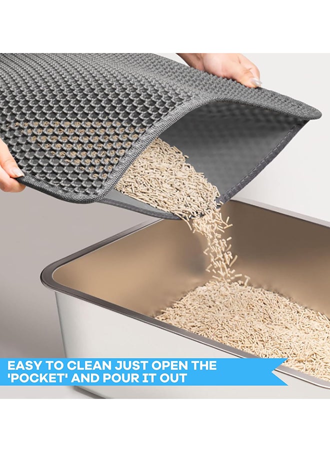 SKY-TOUCH Cat Litter Mat - 45 x 60cm Small Litter Trapping Mat, Easy to Clean Litter Box Mat, Waterproof, Urine-Proof, Non-Slip Kitty Litter Mats for Floor, Grey  - Image 5