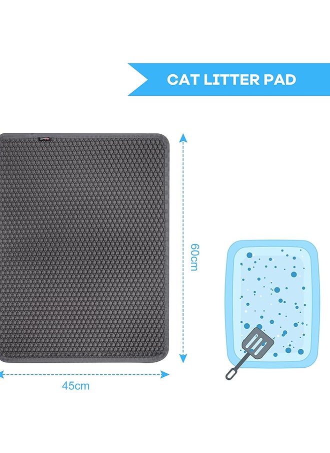 SKY-TOUCH Cat Litter Mat - 45 x 60cm Small Litter Trapping Mat, Easy to Clean Litter Box Mat, Waterproof, Urine-Proof, Non-Slip Kitty Litter Mats for Floor, Grey  - Image 2