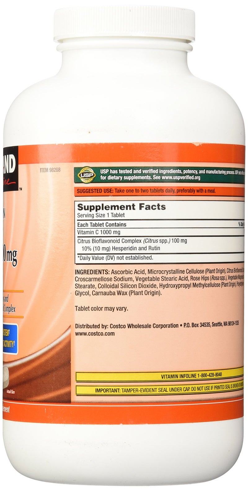 Kirkland Signature Vitamin C W/Rose Hips 500 Tablets - Image 2