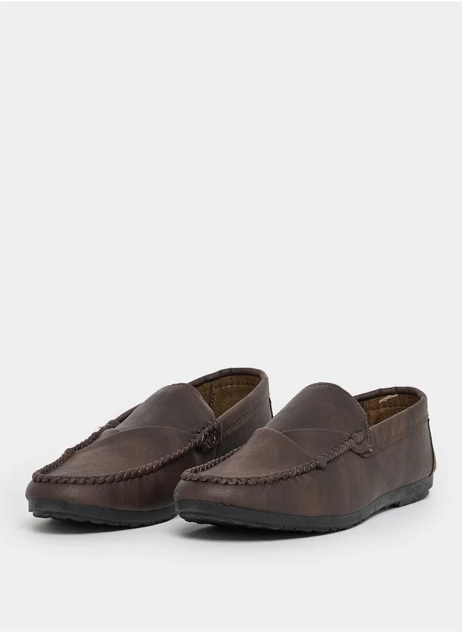 ستايلي Fold Pleat Detail Slip On Loafers
