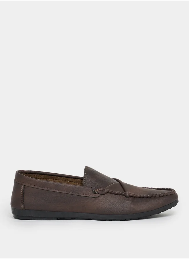 ستايلي Fold Pleat Detail Slip On Loafers