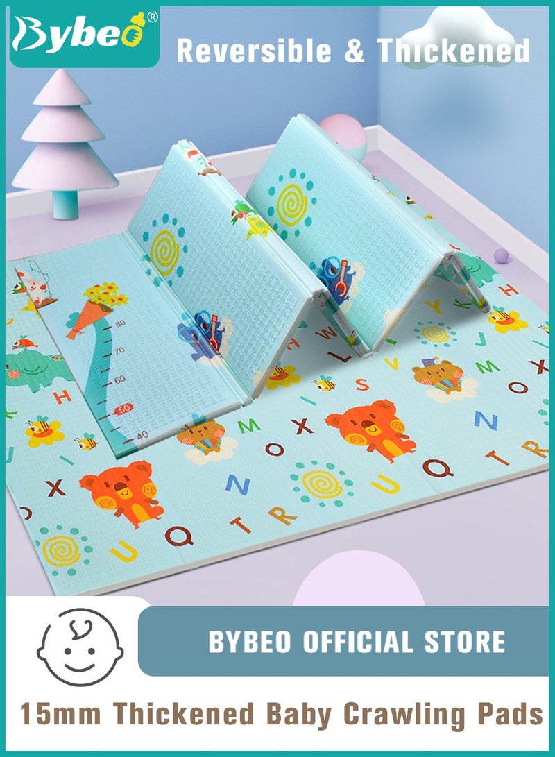 Bybeo XPE Baby Play Mat, Reversible Foldable Babies Playmat Portable Thickened Crawling Playmats and Floormats with Travel Bag for Infants, Babies,Toddlers, Indoor Outdoor Use, BPA Free, 200*180cm,15mm  - Image 1