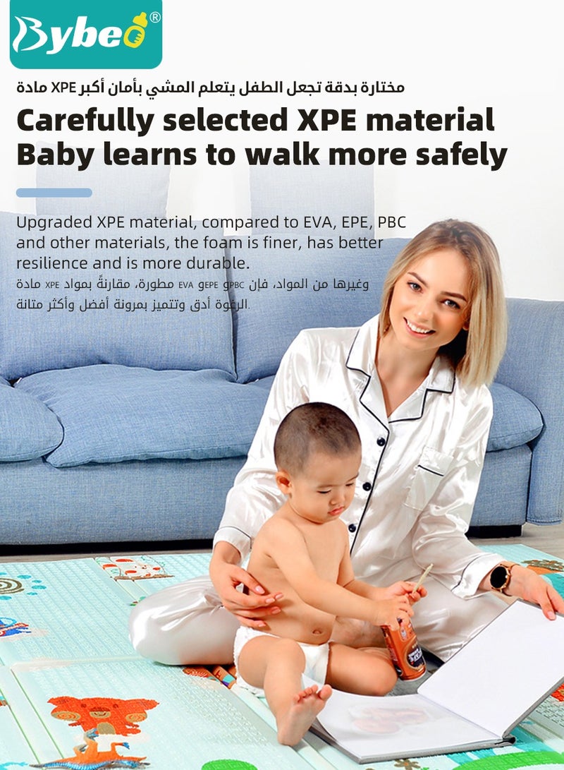 Bybeo XPE Baby Play Mat, Reversible Foldable Babies Playmat Portable Thickened Crawling Playmats and Floormats with Travel Bag for Infants, Babies,Toddlers, Indoor Outdoor Use, BPA Free, 200*180cm,15mm  - Image 3