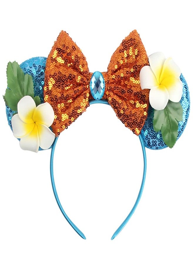 Yosbabe Girls Moana Dress up Accessories Moana Necklace Headband Bracelet Flower Hiar Clip Moana Costume Accessories Halloween Christmas Party Favors for Kids (Blue) - Image 4