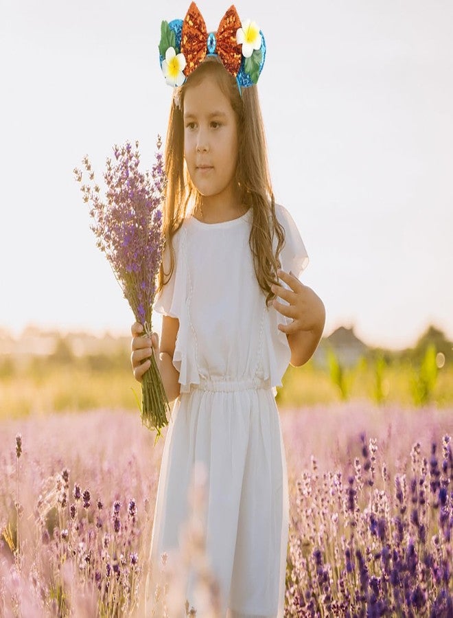 Yosbabe Girls Moana Dress up Accessories Moana Necklace Headband Bracelet Flower Hiar Clip Moana Costume Accessories Halloween Christmas Party Favors for Kids (Blue) - Image 5