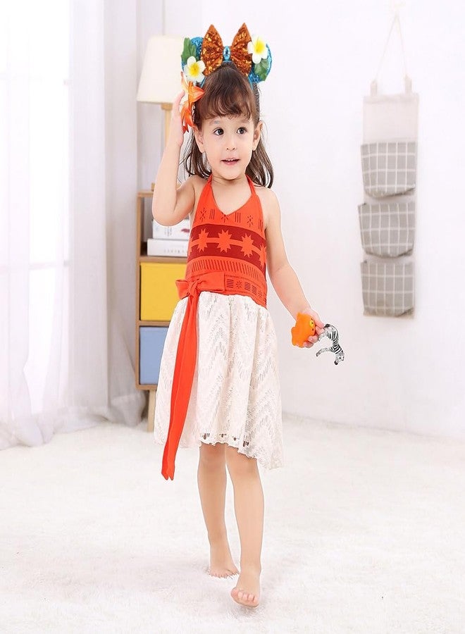 Yosbabe Girls Moana Dress up Accessories Moana Necklace Headband Bracelet Flower Hiar Clip Moana Costume Accessories Halloween Christmas Party Favors for Kids (Blue) - Image 3