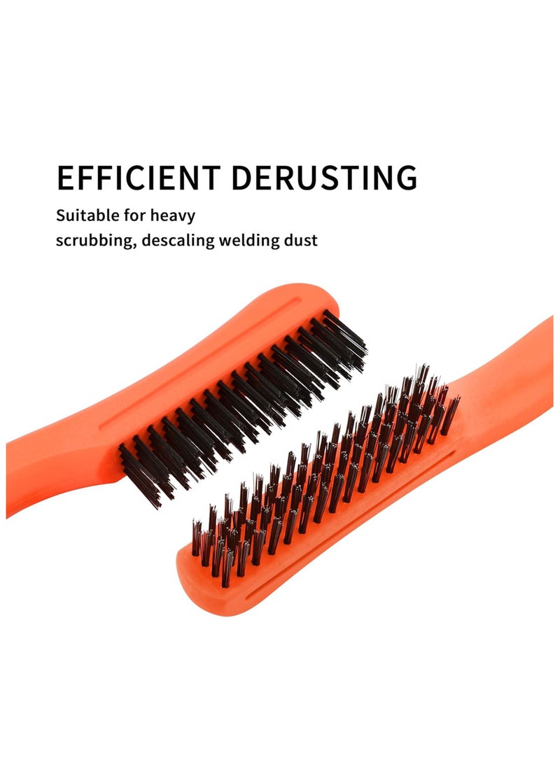 Duravel Duravel Wire Brush with Curved Plastic Handle for Cleaning Rust, Paint Removal, and Metal Parts Dirt Scrubbing in Garage, Workshop and Yard Work. (Orange Pack Of 2, Free Size)  - Image 3