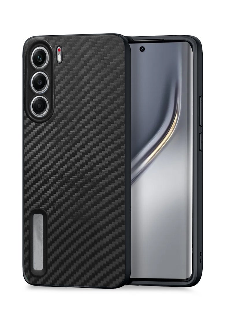 Wtech Tecno Camon 40 Pro 5G 2025 Liquid Silicone Carbon Fiber Texture Case Cover (MCFPSN) - Black - Image 1