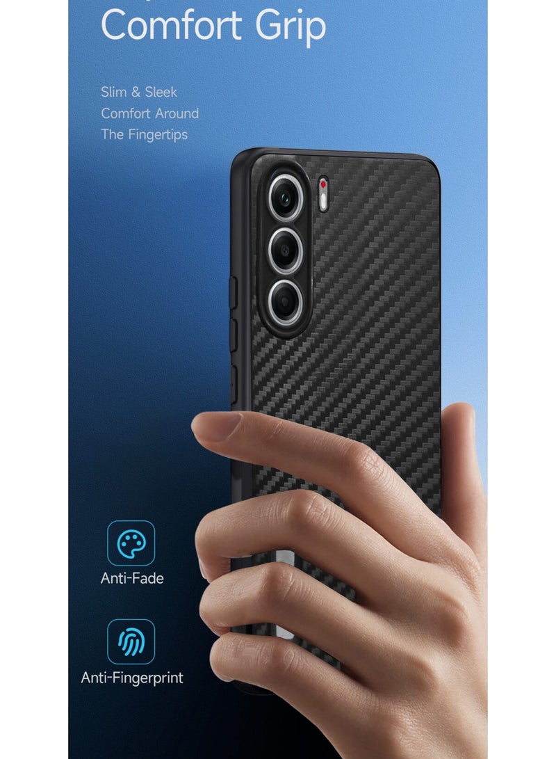 Wtech Tecno Camon 40 Pro 5G 2025 Liquid Silicone Carbon Fiber Texture Case Cover (MCFPSN) - Black - Image 2