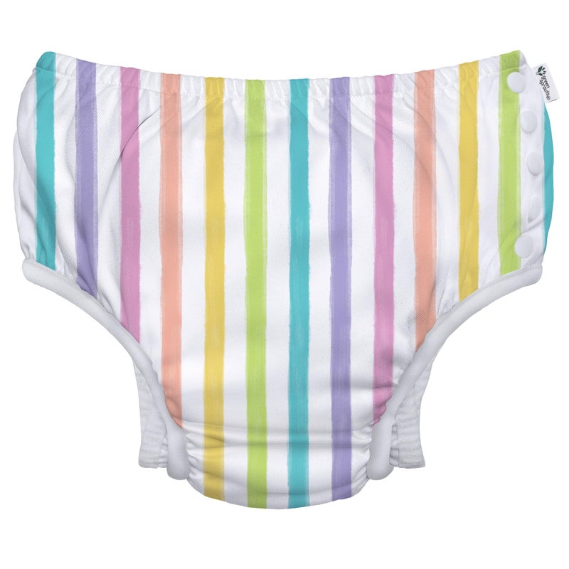 Green Sprouts Girls Reusable Absorbent Baby Swim Diapers Rainbow Stripe 18 Month
