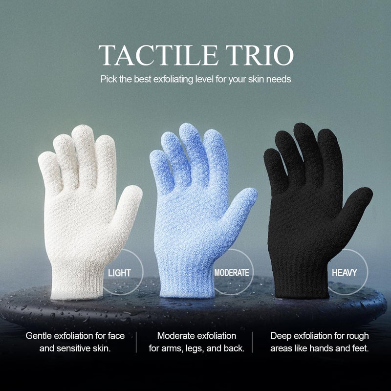 Evridwear Exfoliating Dual Texture Bath Gloves for Shower, Spa, Massage and Body Scrubs, Dead Skin Cell Remover, Gloves with Hanging Loop (1 Pair Black Heavy Glove) - Image 5