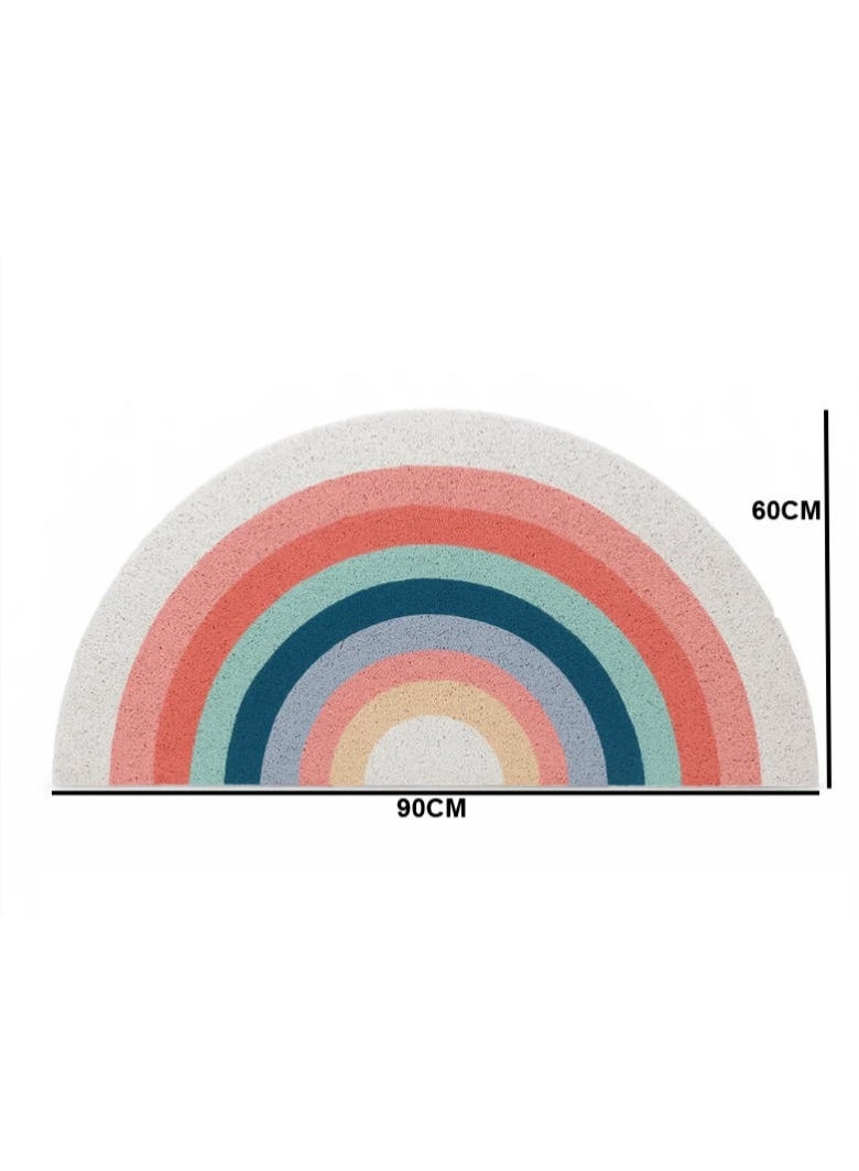 LINGWEI Half Round Door Mat 90x60cm Non Slip Welcome Entrance Doormat Ranbow Design Durable Non-Slip Absorbent Printed Floor Mat Bedroom Carpet Doormat - Image 5