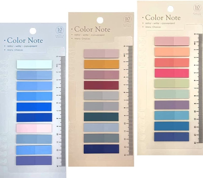 CLOSAL ® Sticky Tabs Sticky Index Tabs for Annotating Books Page Markers Transparent Sticky Notes Colorful Morandi Sticky Book Tabs (3 Packs | 600 Pcs) - Image 1