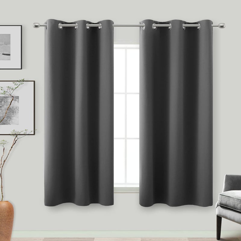 KOUFALL 54 Inch Curtains Length for Kitchen WindowRoom Darkening Blackout Grommet Insulated Curtains 2 Panels Set