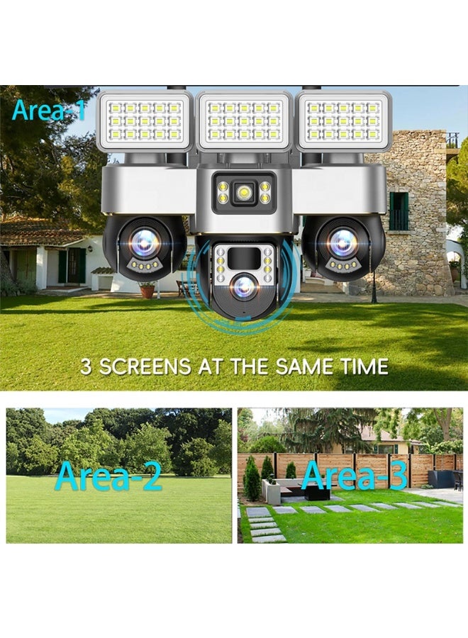 4G Solar Powered Outdoor Security Camera | 3-Lens 3-PTZ Wireless CCTV with AI Human Tracking, Dual Light Night Vision, Two-Way Audio & Motion Alarm - Image 2