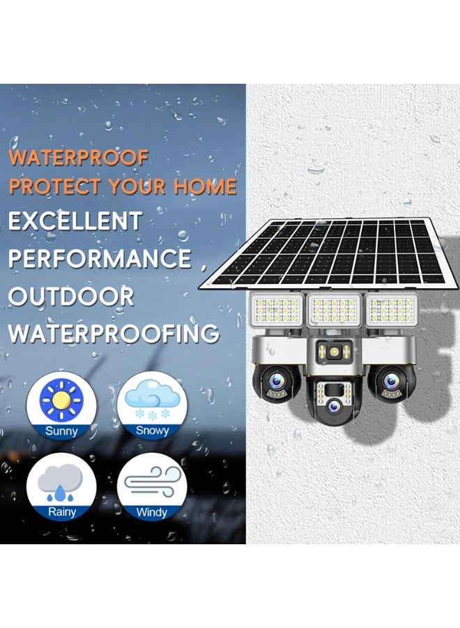 4G Solar Powered Outdoor Security Camera | 3-Lens 3-PTZ Wireless CCTV with AI Human Tracking, Dual Light Night Vision, Two-Way Audio & Motion Alarm - Image 3