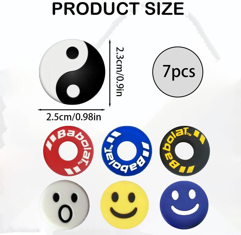 squishy 7 قطع مخفف للاهتزاز لمضرب التنس، مجموعة مخففات التنس، تقلل اهتزاز اليد من أجل تحكم أفضل، مجموعة ملونة تشمل الأحمر، الأزرق، الأسود، الأبيض والمزيد - Image 2