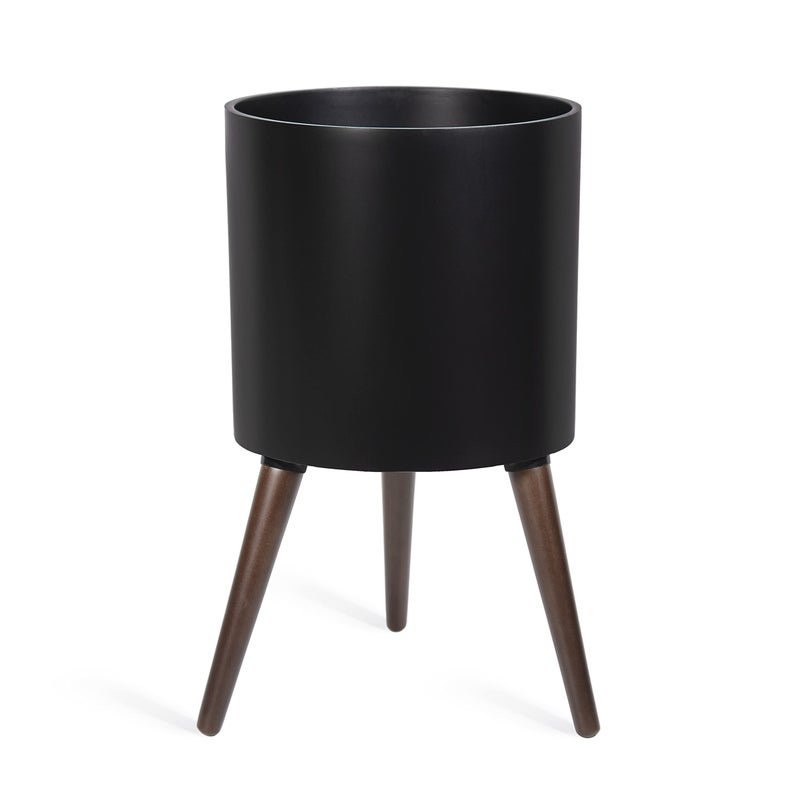 Dvine Dev 12 Inch Planter Pot with Stand MidCentury Tall Plant Pot with Legs for Indoor Plants Large Black 88OC2