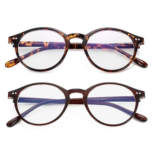 Gleyemor Blue Light Glasses for Men Women, Vintage Round Blue Light Blocking Computer Screen Glasses (Tortoise+Brown) - Image 2