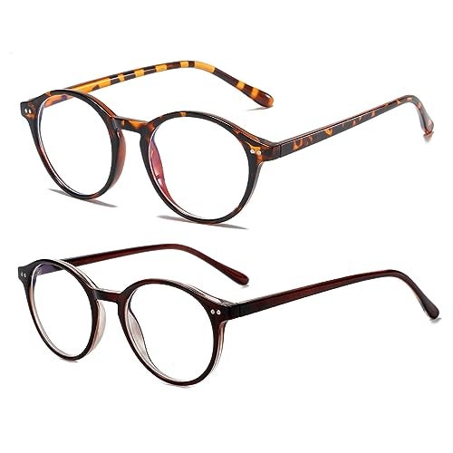 Gleyemor Blue Light Glasses for Men Women, Vintage Round Blue Light Blocking Computer Screen Glasses (Tortoise+Brown) - Image 3
