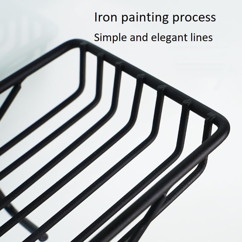 Zurato Wall Mounted Soap Dish Holder with 2 Hook, Iron Punch-Free Wall Hanging Bathroom Storage Rack with Double Hook and Self Adhesive Sticker - Black - Image 4