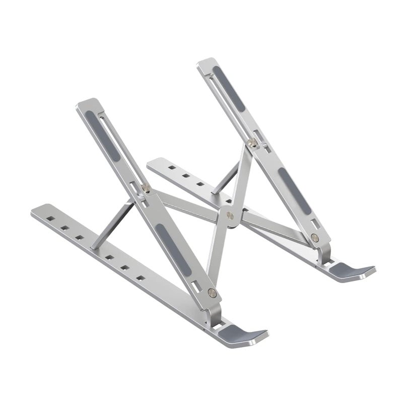Qatalitic Qatalitic Portable Metal Frame Laptop Stand Holder Multi Level Adjustable Aluminum Ergonomic Foldable Stand OverHeating Protection for All Laptops and for Multifunction Use Silver 