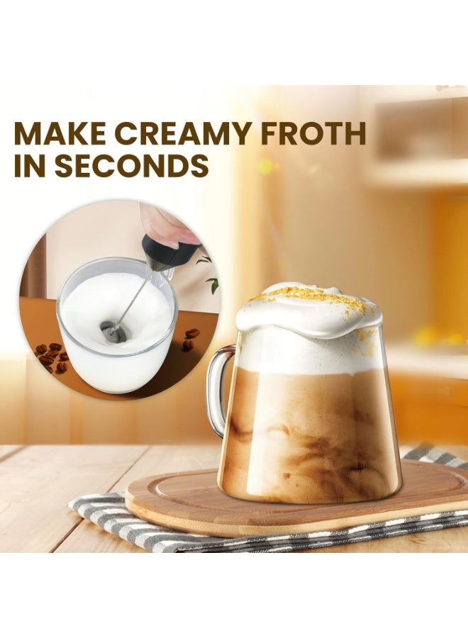 Handheld Electric Milk Frother Mini Whisk – High-Speed Stainless Steel Milk Foam Maker for Coffee, Latte, Cappuccino, Macchiato, Matcha & Hot Chocolate, Portable Battery Operated Drink Mixer for Protein Shakes, Milkshakes & Eggs, Easy to Clean Compact Design - Image 2