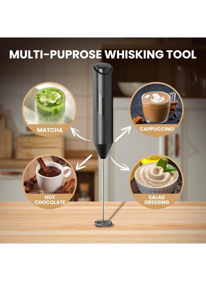 Handheld Electric Milk Frother Mini Whisk – High-Speed Stainless Steel Milk Foam Maker for Coffee, Latte, Cappuccino, Macchiato, Matcha & Hot Chocolate, Portable Battery Operated Drink Mixer for Protein Shakes, Milkshakes & Eggs, Easy to Clean Compact Design - Image 3