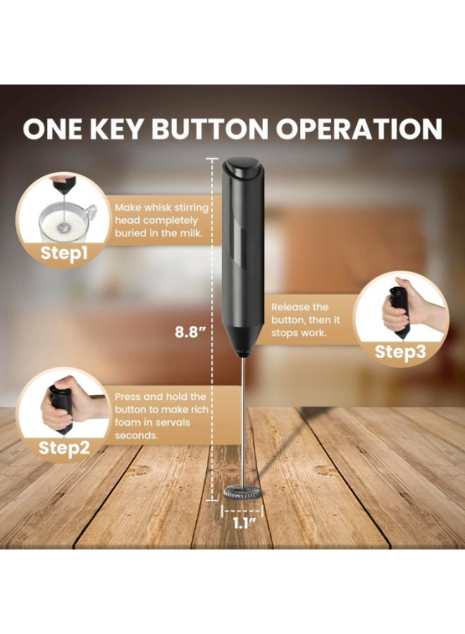 Handheld Electric Milk Frother Mini Whisk – High-Speed Stainless Steel Milk Foam Maker for Coffee, Latte, Cappuccino, Macchiato, Matcha & Hot Chocolate, Portable Battery Operated Drink Mixer for Protein Shakes, Milkshakes & Eggs, Easy to Clean Compact Design - Image 4