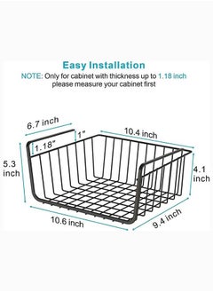 Mash 2 Pieces Under Shelf Basket 30cm Black Metal Wire Household Hanging Storage Bin Baskets with Open Front for Organizing Kitchen Cabinets, Cupboards, Pantries, Shelves, Desk, Bookshelf Pack of Two  - Image 4