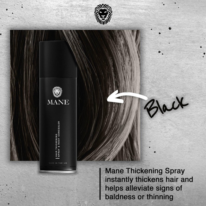 Mane Hair Thickening Spray & Root Touch Up, Instantly Thicker Hair for Men & Women, Fill in Hairlines and Hide Thinning and Fine Patches - Black, 12 Colors (6.76 oz) - Image 2
