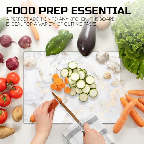 VSAR House Tempered Glass Cutting Board for Kitchen,16"x 12", Gold Marble Glass Chopping Board with Rubber Non Anti-Slip Feet, Dishwasher Safe, Scratch, Heat Resistant,Shatter Resistant - Image 4