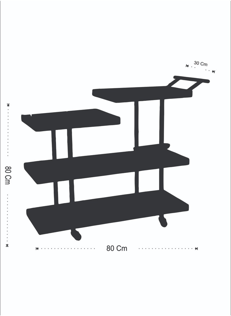 4 Tier Serving Trolley in Silver with Black Glass - Perfect for Events and Home Use Dimensions: 80cm L x 80cm H x 35cm W. - pzsku/Z882CCF867ECF11F54D56Z/45/_/1732107459/72887a3d-6ef7-44bf-97be-841bf736838f