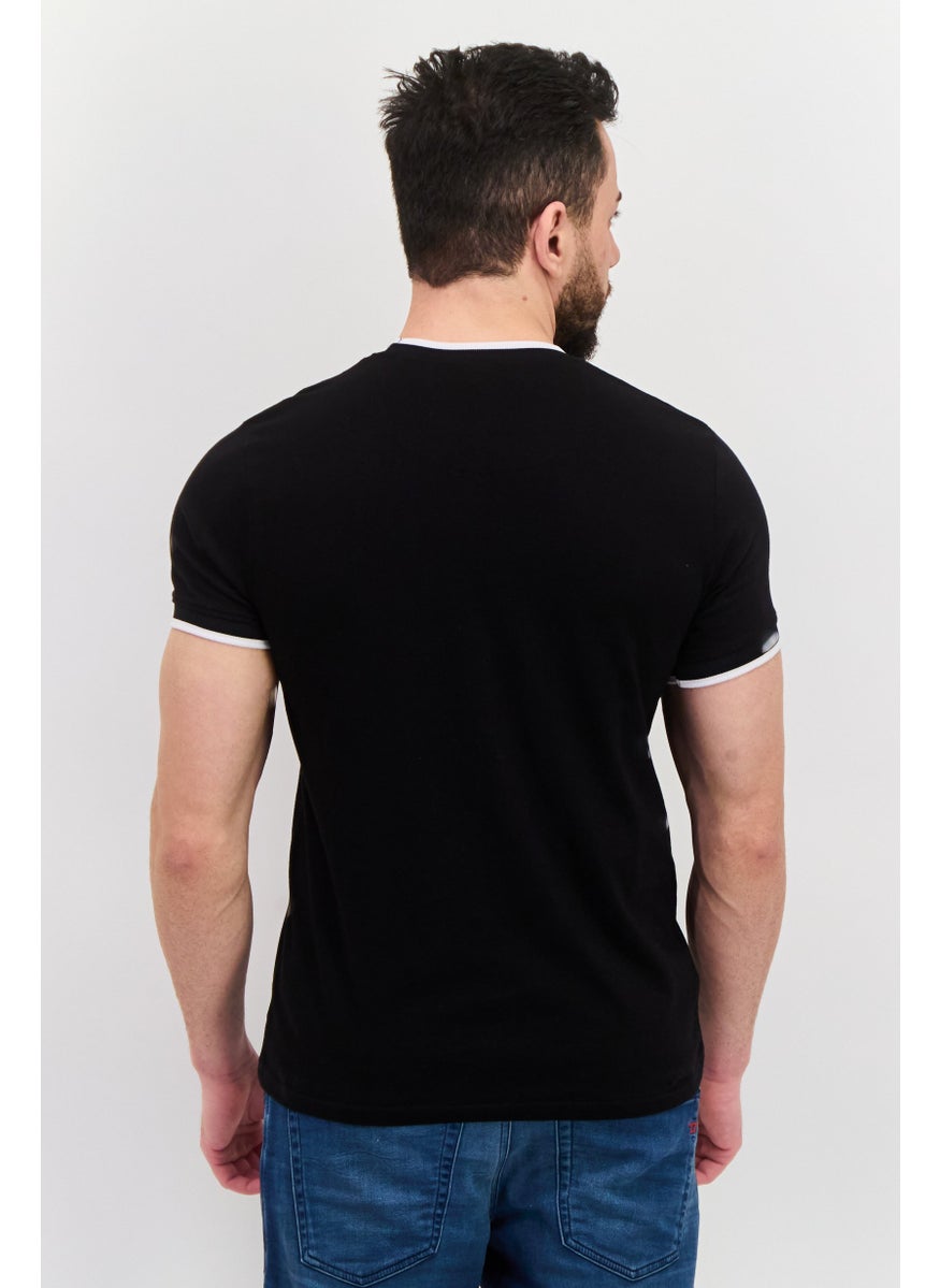 Modern Culture Men Crew Neck Short Sleeves Stripe T-Shirt, Black Combo  - Image 3