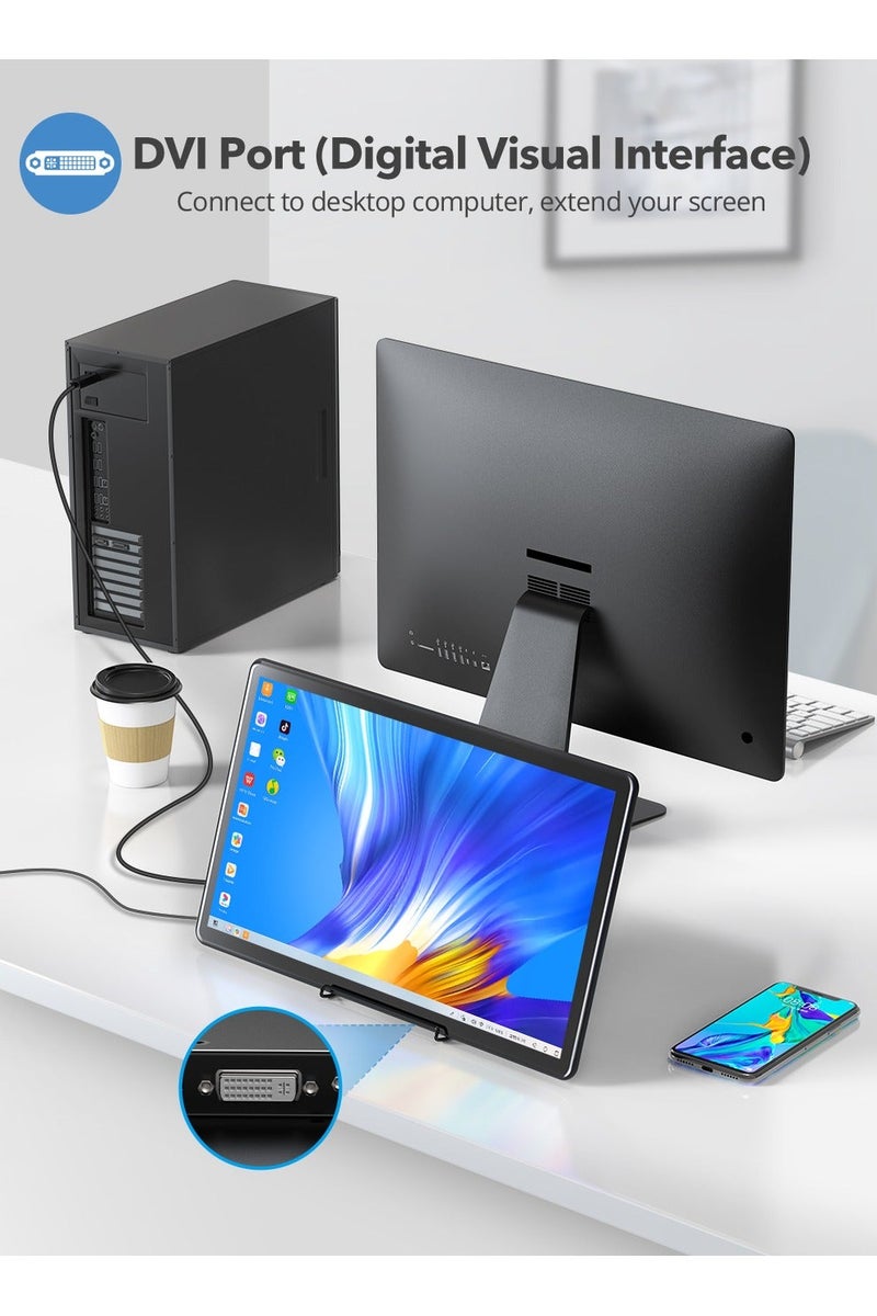 أوبيرفكت شاشة محمولة UPERFECT مقاس 15.6 بوصة 60 هرتز 5 نقاط شاشة تعمل باللمس 1920*1080 FHD IPS منفذ DVI و VGA و HDMI شاشة ثانية للكمبيوتر المحمول/التلفزيون/وحدة التحكم في الألعاب، قابلة للتركيب على VESA - Image 5